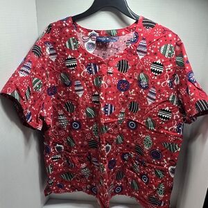 Festive Holiday Women's Scrub Top